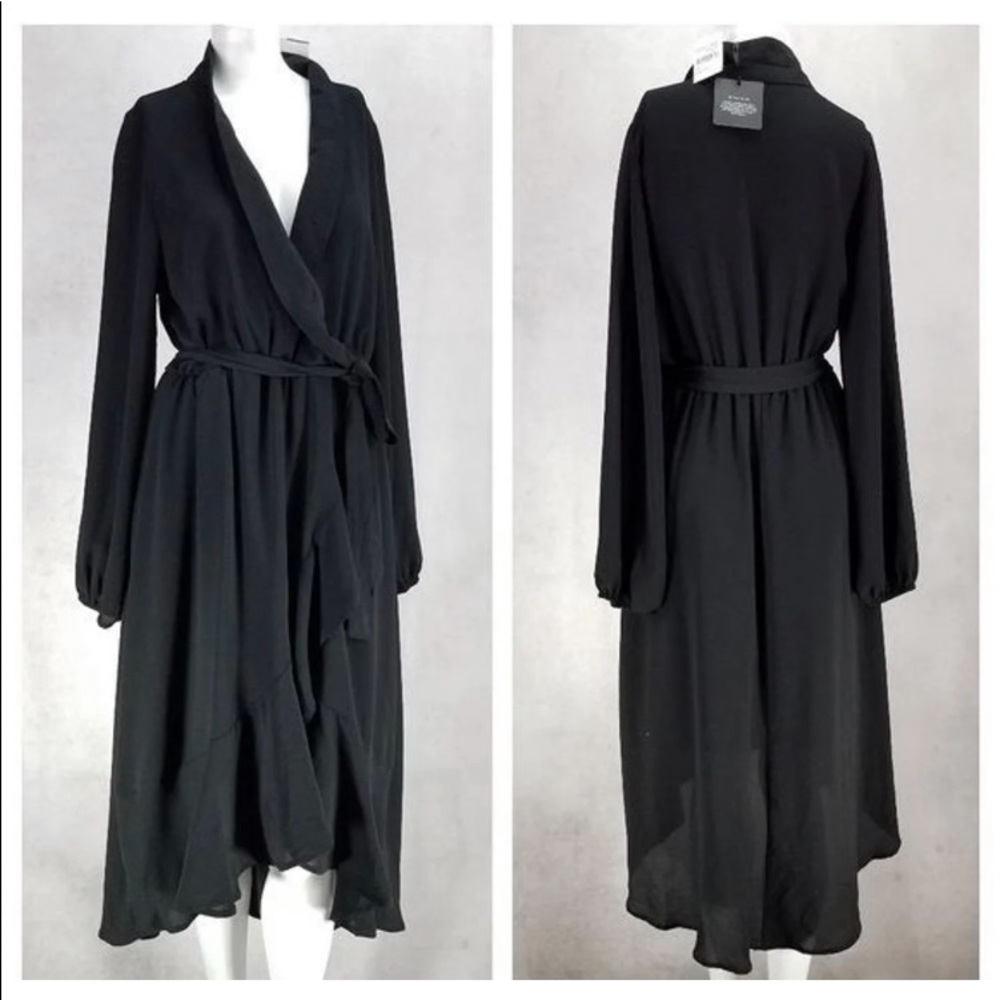 Bobeau Black Faux Wrap Dress